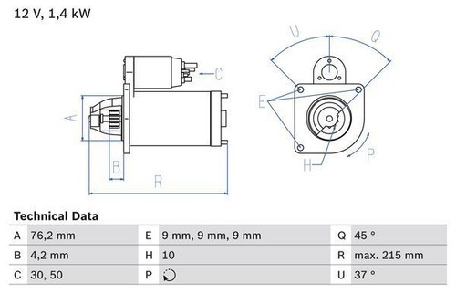 Bosch starter motor - motor, jeep